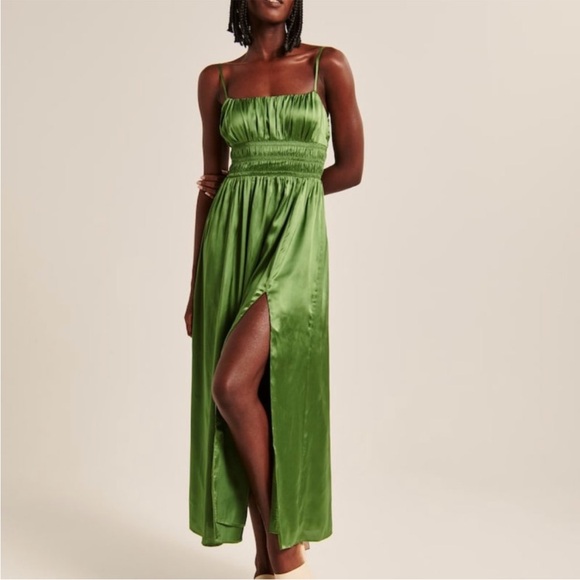 Green Satin Abercrombie Maxi Dress ♡ - Picture 2 of 5